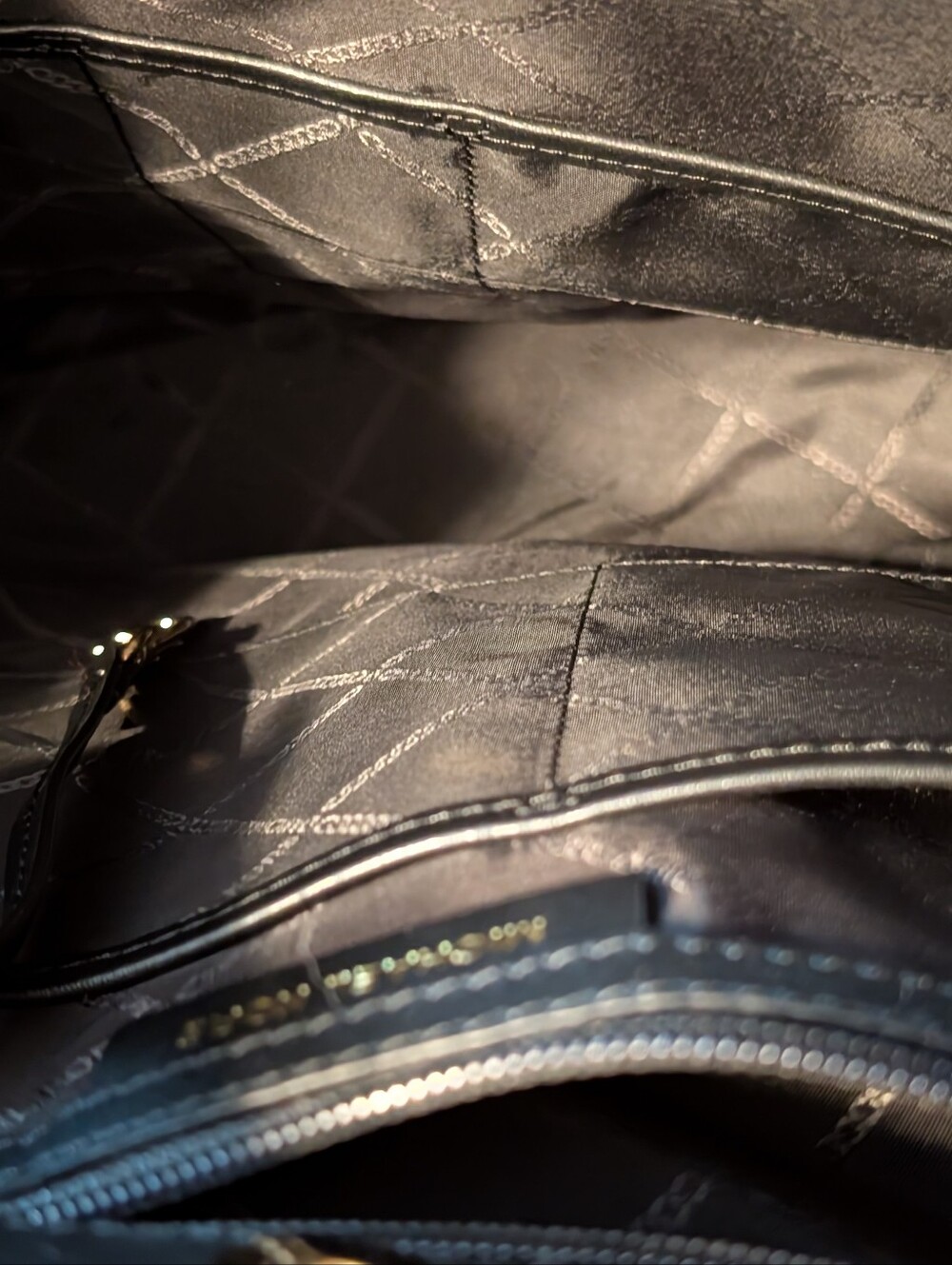 Michael Kors Black Tote with Red Stripe and Animal Print Accents - Picture 3 of 4